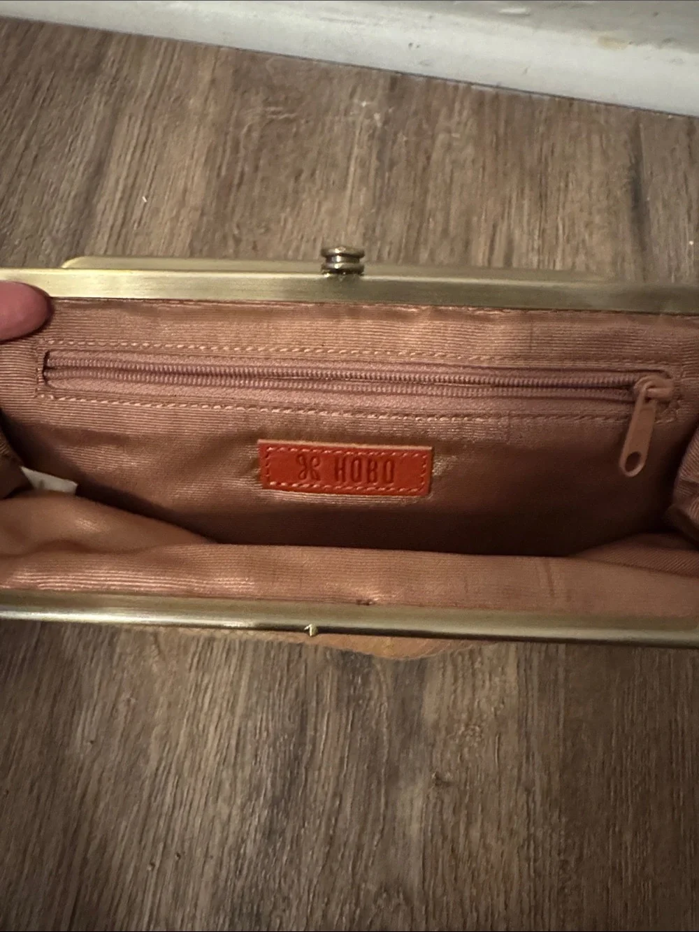 Vintage Tan Snakeskin Hobo Clutch Wallet